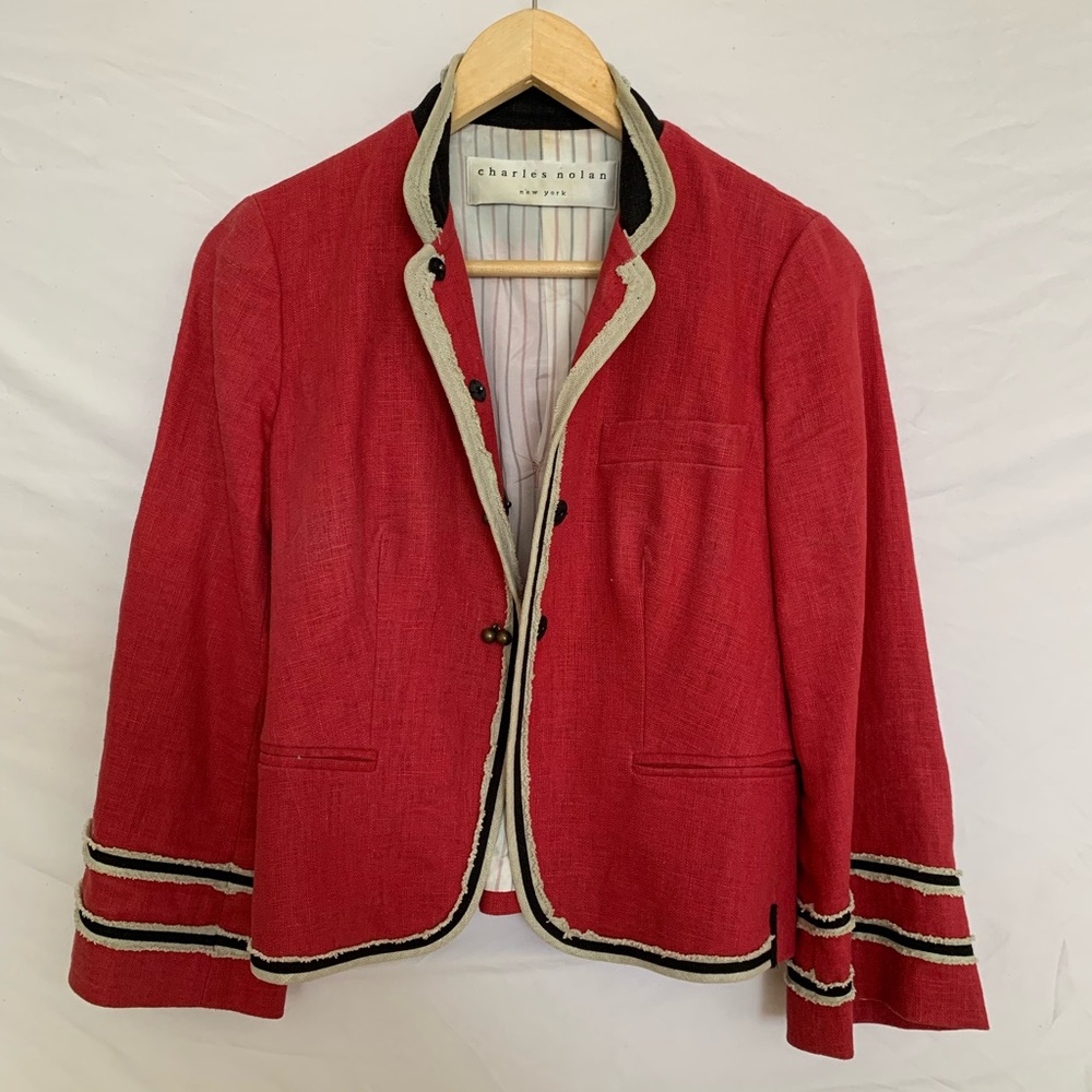 Charles Nolan New York Cherry Red Military Style Jacket